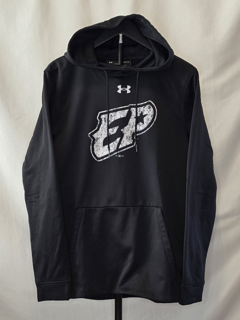 Under Armour Armour Fleece Pullover Hoodie Black Distressed EP Logo Men's M